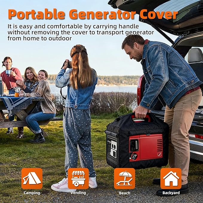 Joramoy Generator Cover While Running,Opened Double-layer 600D Portable Generator Tent for Outside Honda EU2000i EU2200IC,Waterproof,Heavy Duty