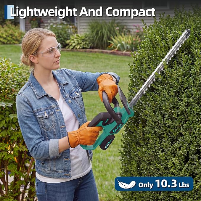 Garvee 22.4" Brushless Cordless Hedge Trimmer, 3000 SPM Dual Action Blade, Grass Shears with 2 x 2.0Ah Rechargeable Batteries, Professional Electric Bush Trimmer for Lawn Garden