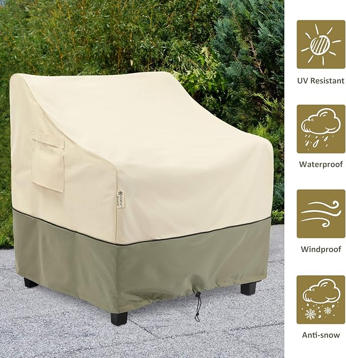 COSFLY Patio Furniture Covers Waterproof,Outdoor Chair Covers Heavy Duty - Fits up to 35W x 38D x31H Inches (1 Pack)