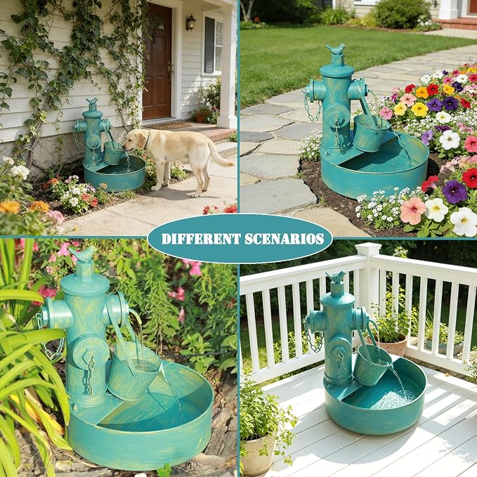 Solar Water Fountain with Backup Battery,Outdoor Metal Bird Bath Fountain,Solar Fountain Bird Bath for Garden, Patio & Yard Decor,Working at Night for at Least 6 Hours