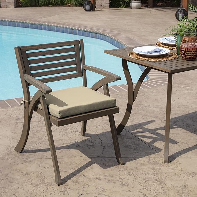 Arden Indoor/Outdoor Seat Or Rocking Chair Cushion, 19 x 18, Water Repellent, Rain Proof, Fade Resistant Cushion for Rocking Or Dining Chairs Tan Leala