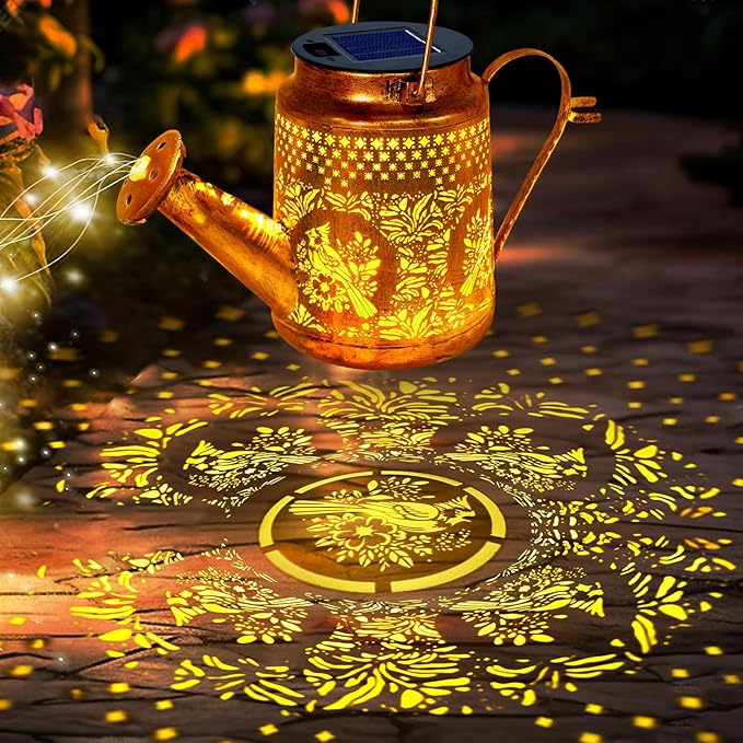 Solar Lights Outdoor Waterproof, Gift For Mom Grandma Women Wife Daughter Mother's Day, Cardinals Watering Can Light With Shepherd Hook, Outside Hanging Solar Light Garden Yard Front Porch Patio Decor
