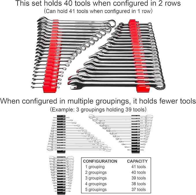 Ernst Manufacturing Wrench Pro - Modular Wrench Organizer for 40 Tools with Magnetic Base - Made in The USA