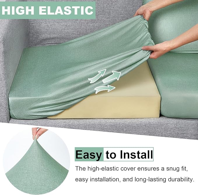 pickyNproud 12Pcs Patio Cushion Covers Stretch Outdoor Couch Cushions Slipcovers Replacement Washable Furniture Protector with Elastic Bottom Sofa Chair Seat Cover, Aqua Green