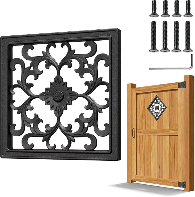Decorative Inserts for Fence Gates, Aluminum Alloy Ornamental Panels Outdoor Home Garden Decor, Square, 12.4"x12.4"