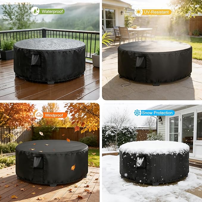 Outdoor Round Table Cover 36 Inch, Waterproof Patio Coffee Table Covers, Patio Small Round Furniture Cover - 36 x 18 Inch