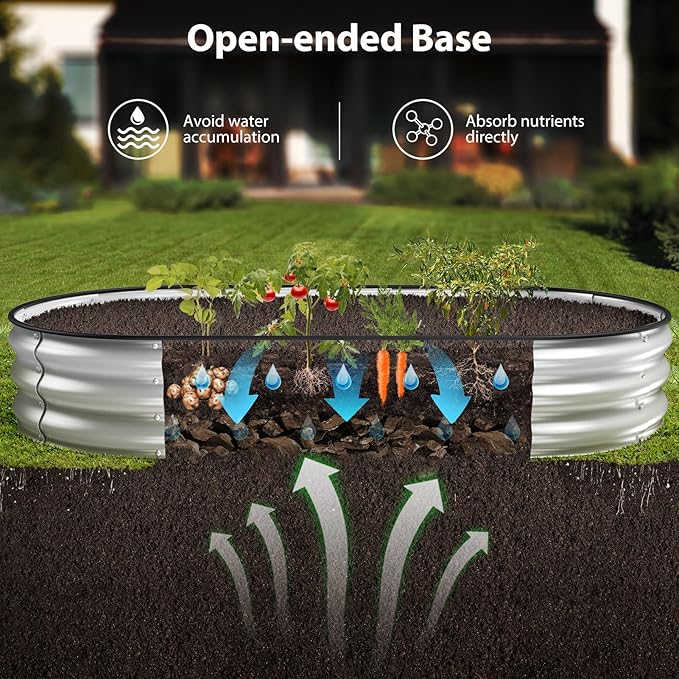 Winpull Raised Garden Bed Kit, 6x3x1 ft Galvanized Planter Box Outdoor with Safety Edging, Large Metal Raised Beds for Gardening Vegetables Flower Herb (Silver)