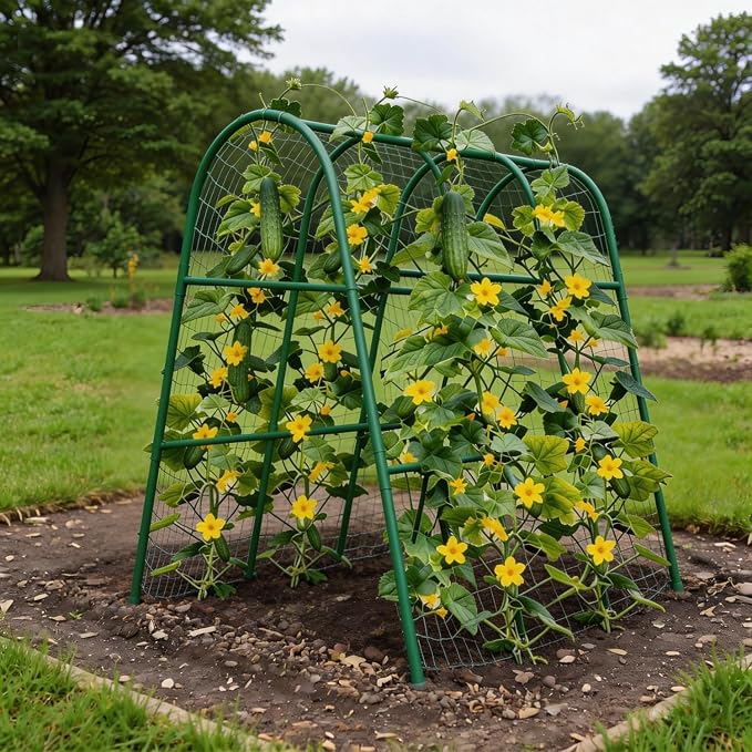 Metal Garden Arch Trellis, 5.4Ft Black for Raised Beds, Plant Support for Cucumbers & Climbing Vegetables