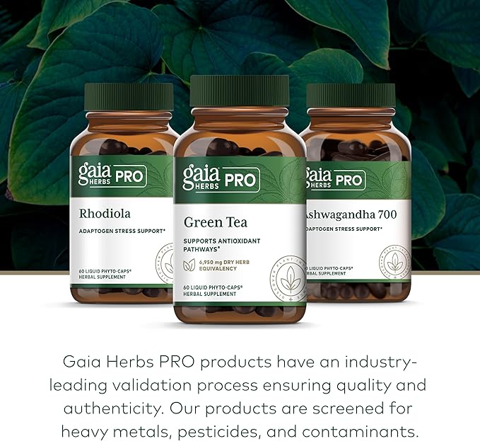 Gaia Herbs PRO Green Tea - Heart Health & Antioxidant Support Supplement* - Health Supplement with Green Tea Leaf Extract - Vegan Gluten-Free Soy-Free - 60 Liquid Phyto-Caps (30 Servings)