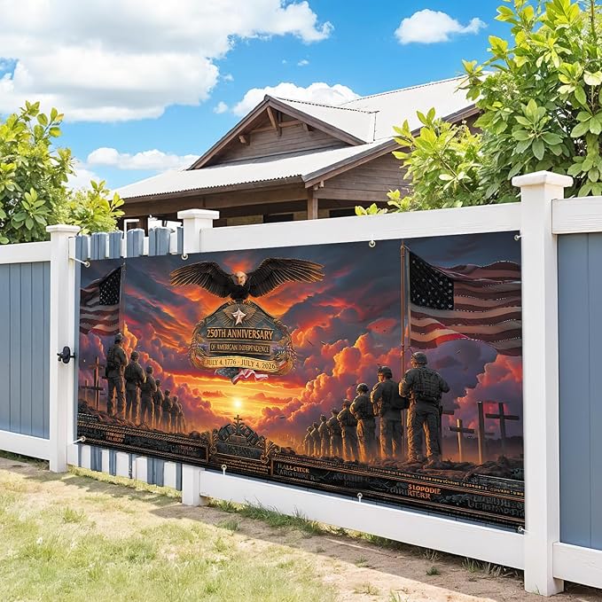 6 * 13FT Summer 250th Anniversary Garage Door Cover Decorations Sunset Palm Trees Garage Door Banner for Outdoor Indoor Summer Party Photography Backdrop