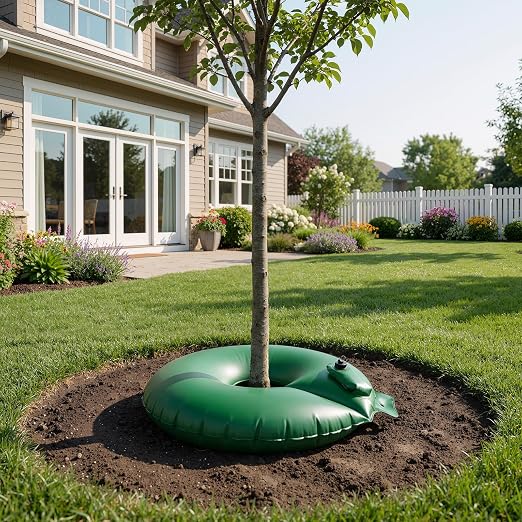 HIRALIY 15 Gallon Tree Watering Bag, 2 Pack Watering Ring, Slow Release 1-5 Days, Deep Root & Automatic Drip Irrigation System, for Multi-Trunk Newly Planted Small Trees and Shrubs