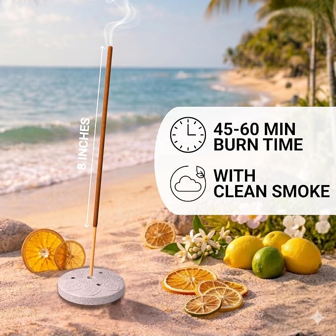 Folkulture Incense Sticks (120 Sticks) | Citrus Incense for Odor Eliminator, Aromatherapy & Summer Vibes | Organic, Long Burning, Charcoal-Free, Non-Toxic Insence-Sticks for Summer Teachers Gifts