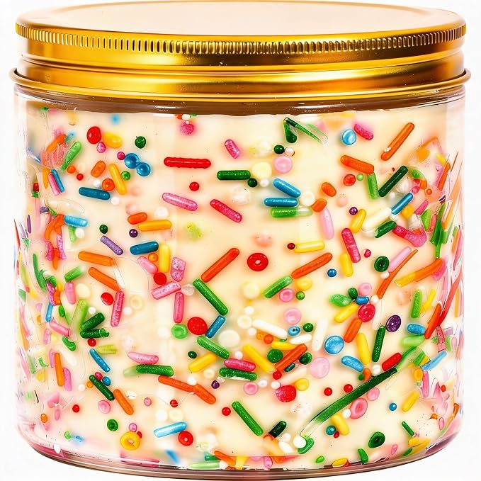 Viyffo Happy Birthday Candle - Caramel & Vanilla Cupcake, 18oz Large Non Toxic Soy Scented Candle, Decorative Colorful Jar Candle, Birthday Gift for Women, Mom & Sisters, Yourself, Friends