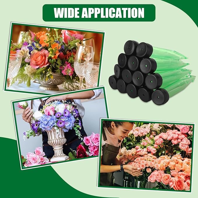 LDHHYH 150 Pack 4 Inch Floral Water Tubes with Caps, Plastic Green Flower Water Tubes, Water Tubes for Flower, Single Floral Tubes for Fresh Flower Arrangement Decoration