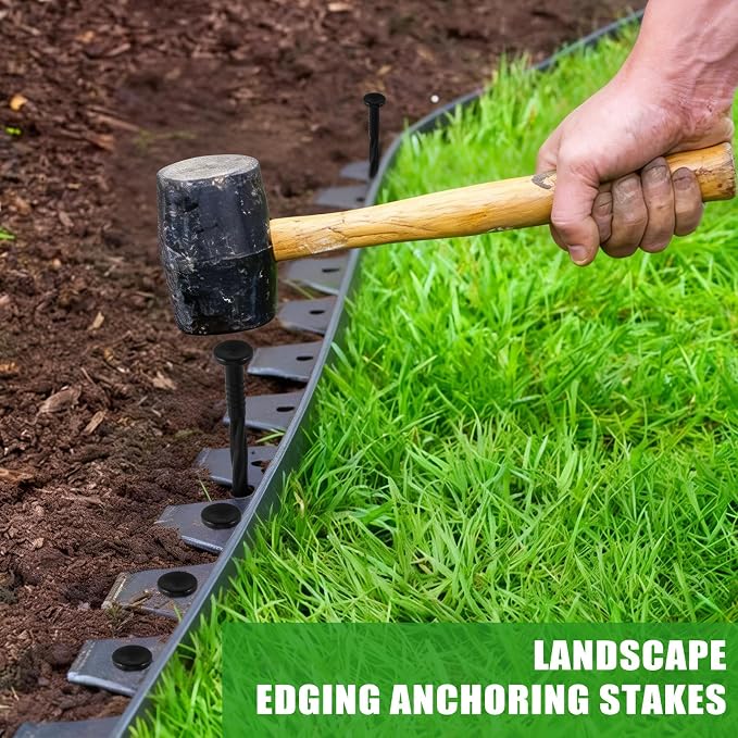 330-Pack 8-Inch Heavy Duty Plastic Landscape Edging Spikes – Spiral Anchoring Nails for Paver Edging, Weed Barrier Fabric, Artificial Turf & Garden Borders – Rust-Free Nylon Stakes