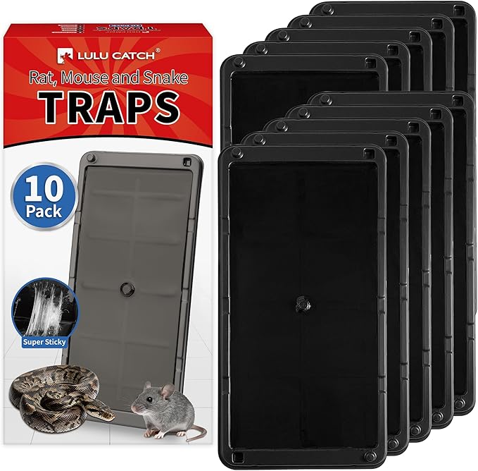 LULUCATCH Mouse Traps 10 Pack, Larger Heavier Glue Traps for Mice Rat & Snakes, Non-Toxic Sticky Mouse Traps Indoor for Home & Kitchen, Easy to Set, Pet Safe Pest Control