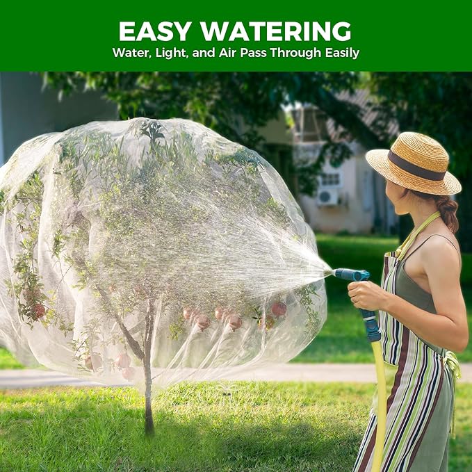Fruit Tree Netting with Zipper & Drawstring - 4'x6' Garden Plant Net Pest Barrier 0.16 oz/ft to Prevent Cicadas Bird Squirrel Deer - Bug Protection for Blueberry Tomato with Fine Mesh Insect Cover