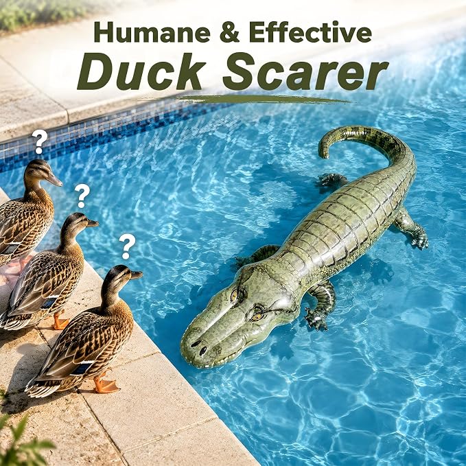 5.67FT Inflatable Alligator Keeping Ducks Away from Pools,Realistic Inflatable American Alligator Effective at Keeping Ducks and Raccoons Away from Pools