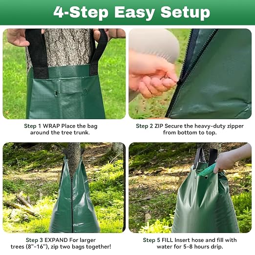20 Gallon Tree Watering Bag 10Pcs, Slow Release Drip Irrigation for New Trees, Durable PVC Deep Root Watering Device for Water Saving, Garden & Orchard