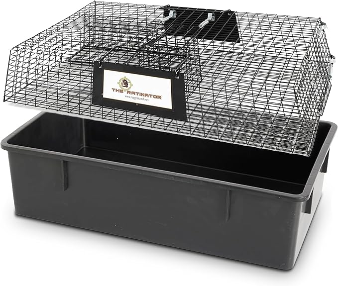 Rugged Ranch Ratinator Live Rat and Mouse Trap Cage, Humane Multi Catch Rodent Control - Indoor or Outdoor Large Metal Wire Catcher with Dual Door for Rats and Mice