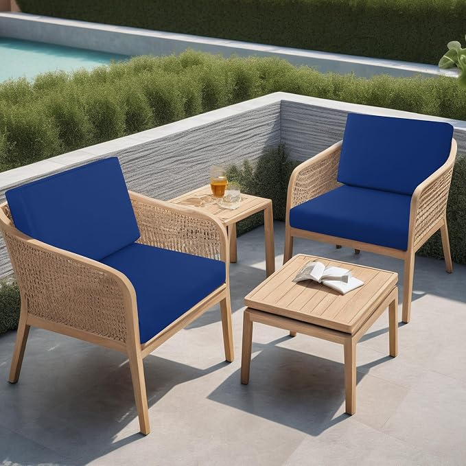 idee-home Outdoor Chair Cushions for Patio Furniture, Outdoor Seat Cushion | Waterproof Hampton Bay Deep Seat Replacement Couch Chair Cushions for Garden Backyard Navy 28.5 x 28.5