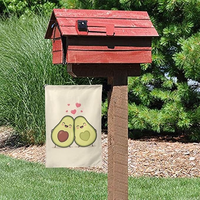 Delerain Avocado Couple Garden Flag, 28 x 40 Inch Double Sided Design Weather Resistant Indoor & Outdoor Decoration Small Banner for Home Yard Lawn Patio Office