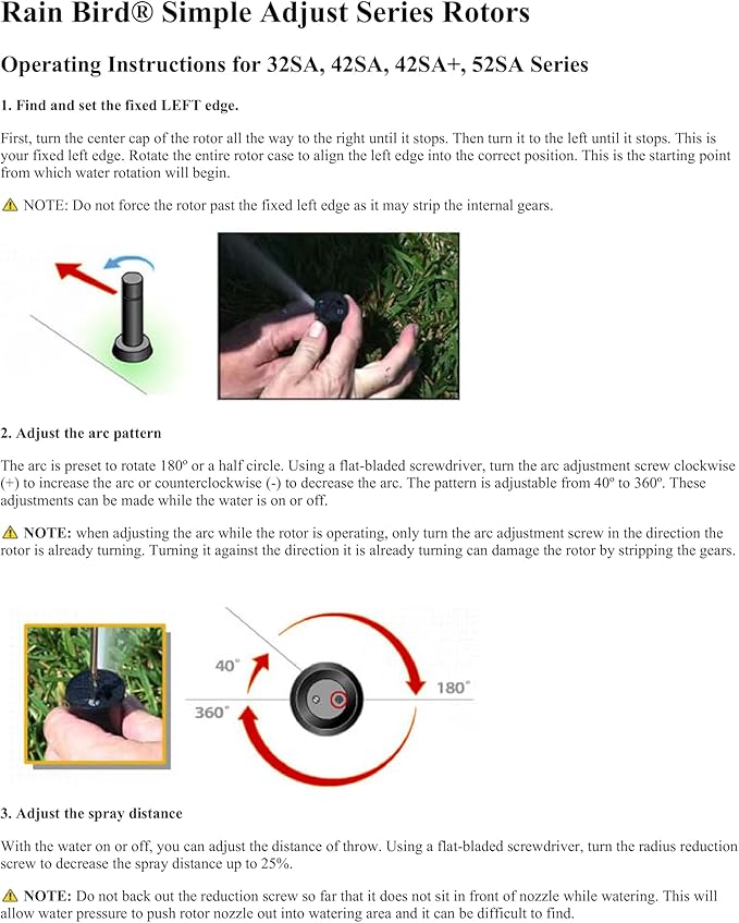 Rain Bird 42SASPG 42SA Gear Drive Rotor Lawn and Garden Sprinkler on Heavy Duty Green Spike, Adjustable 40° - 360° Pattern, 26' - 38' Spray Distance