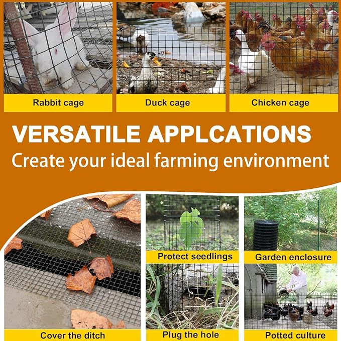 Black Hardware Cloth 1/4inx36inx100ft, Chicken Wire Fencing, 19Gauge, Vinyl PVC Coated Mesh, Welded Wire mesh, Perfect for Gopher Wire, Rodent Mesh, Tree Guard, Chicken Coop