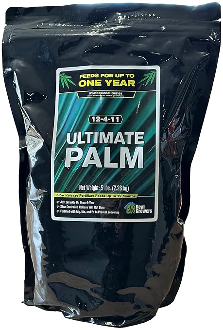 Real Growers Palm Tree Fertilizer 12-4-11 | 12-Month Slow Release Granular Plant Food for Queen Palm, Sago Palm, Date Palm, Cycad | 5 lb