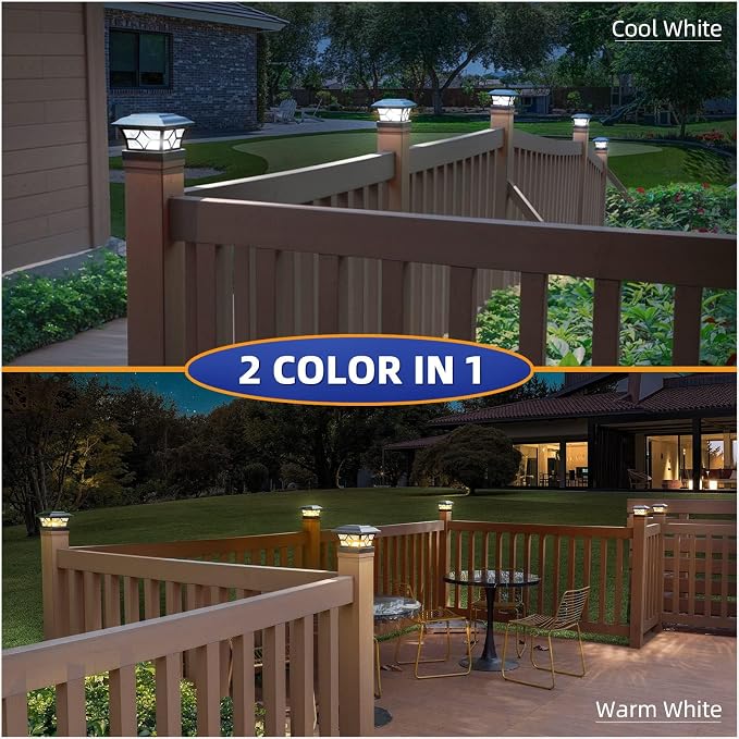 APONUO 4x4 Solar Post Cap Lights 16 Pack - 6x6 Post Cap Solar Light, 2-Mode, IP64 Waterproof, Post Lights Solar Powered for 4x4 5x5 6x6 Wood/Vinyl Posts, Black