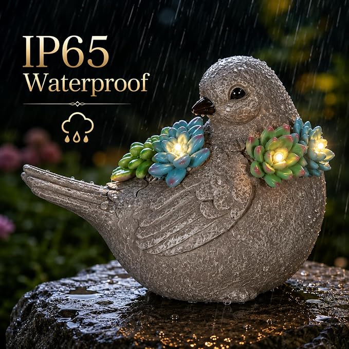 mocosa Solar Garden Statues Bird and LED Lights Birthday Gifts for Women Mom Grandma Solar Outdoor Cat Decor for Outside,Outdoor Solar Lights for Yard, Garden and Patio, Unique Gift for Women