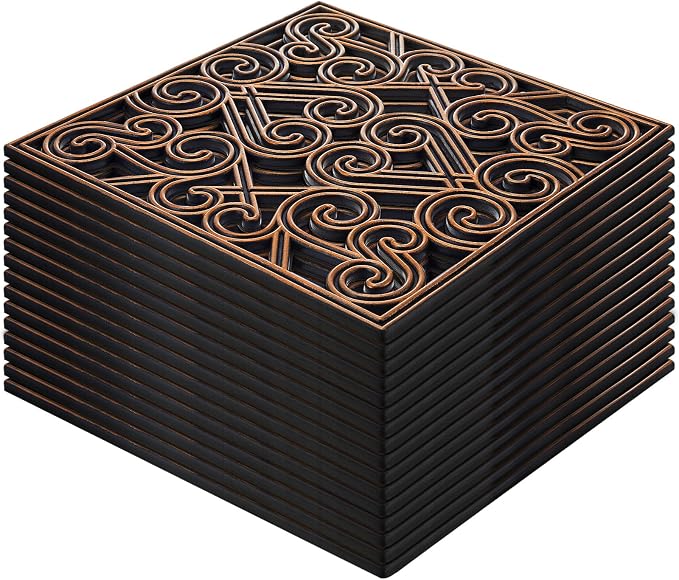 Pangda 8 Pack Rubber Stepping Stones Outdoor 15x15 Inch Garden Path Tiles Non Slip Walkway Pavers Heavy Duty Decorative Mats for Outside Patio Lawn Pathway Gravel Dirt Grass Yard (Copper)