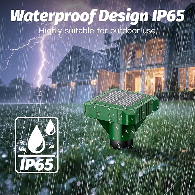 Solar Powered Mole Repeller Gopher Deterrent Outdoor Groundhog Repellent Ultrasonic Snake Armadillo Repeller Waterproof Effective for Yard Lawn Garden (8, Jade)