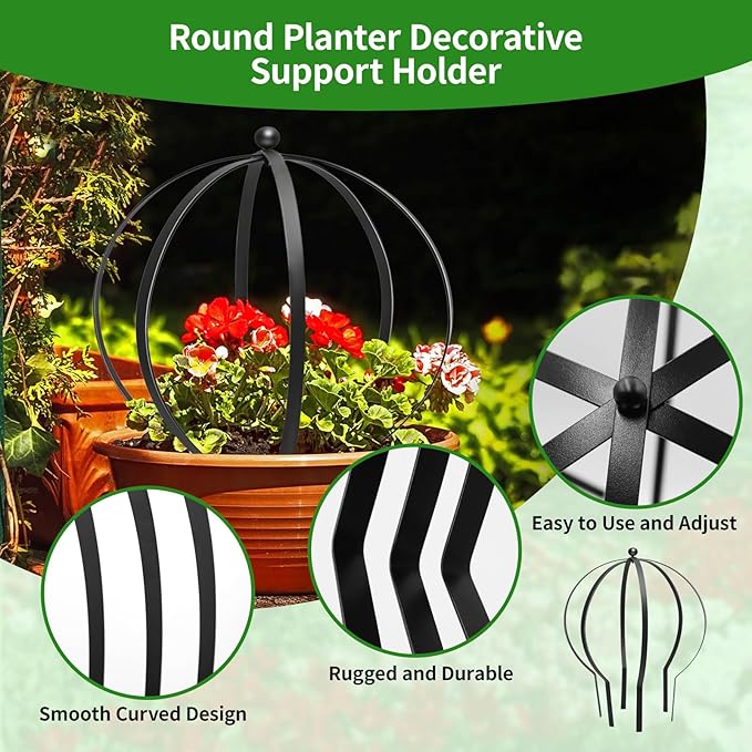 2Pcs Metal Obelisk Trellis for Climbing Plants Outdoor, 25.5"X21.5" Circle Garden Trellises for Vines Flowers Climbing Plant Trellis Potted Cages Plant Support for Patio Doorway Courtyard Decor