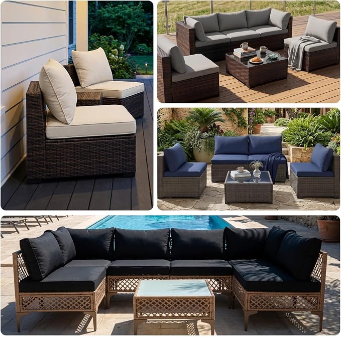 12pcs Outdoor Patio Cushion Covers Replacement, 24" Zippered Outdoor Cushion Covers Waterproof, UV Resistant & Washable Patio Furniture Cushion Covers Waterproof for Patio Sectional, Lght Grayi