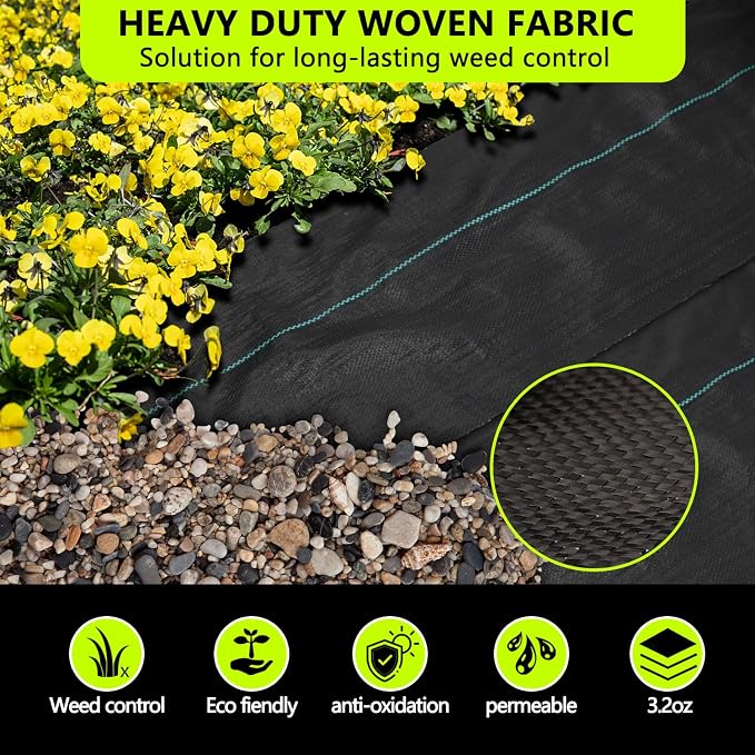 Weed Barrier Fabric Heavy Duty 6ft x 300ft, Garden Weed Landscape Fabric, Ground Cover Weed Blocker Cloth, Landscaping Fabric for Garden, Vegetable Beds, Driveway (WBF-6ft x 300ft)