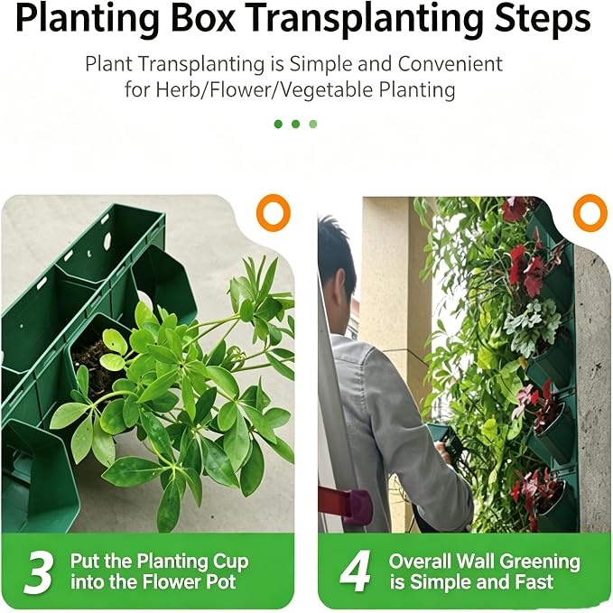 Vertical Wall Planter for Indoor Plants, Living Wall Planter System with 2 Stackable Pots, Wall Mounted Hanging Planter, Ventilation Design for Herbs, Succulents, Flowers (2Pots)