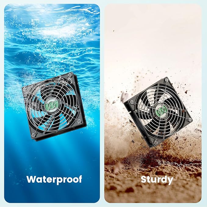 Solar Fan with Battery, Solar Fan for Greenhouse & Chicken Coop, Rechargeable Solar Fans for Outside, Solar Powered Exhuast Fans for Outdoor Doghouse Shed Circulation Vent Ventilation Cooling