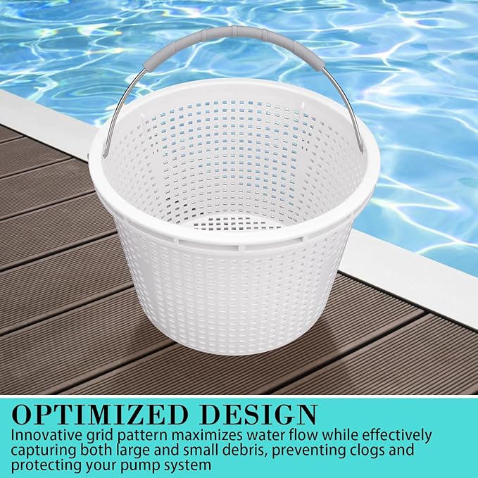 8" Pool Skimmer Basket for Inground Pool, Compatible with Pentair U-3 Skimmer Basket 08650-0007 and Hayward SP1070 SPX1070E Pool Basket,with Built-in Brass Weight, Handle and Rubber Grip