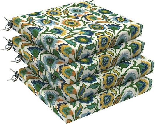 DYTXIII Set of 4 Outdoor Chair Cushions, Water Resistant 18.5"x16"x2" Square Seat Cushion for Patio Dining Chairs, High-Density Replacement Pads for Indoor Outdoor Furniture - Fiesta Floral