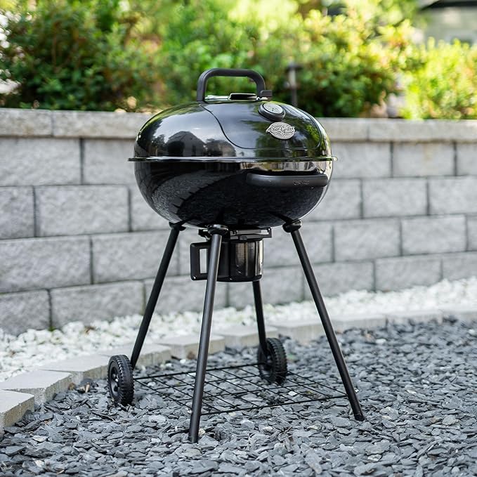 Char-Griller CG30040725 22-inch Kettle Charcoal Grill and Smoker - Steel, Black - 363 sq. in. Cooking Area