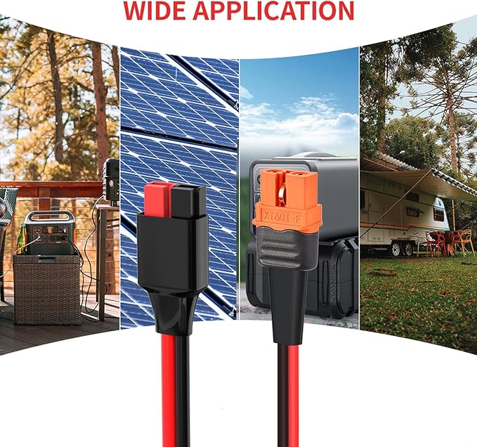 ELFCULB XT60i to Anderson Adapter,12AWG Anderson to XT60i Connector Cable for RC Battery Solar Portable Power Power Station and Solar Panel(2FT)