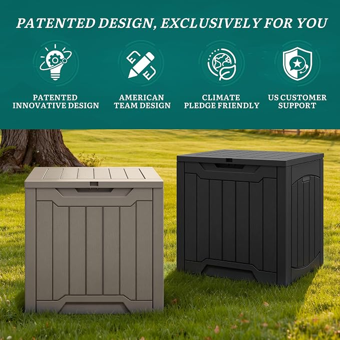 YITAHOME 31 Gallon OutdoorDeck Box, Lockable Resin Storage Box and Waterproof Package Delivery Box for Patio, Garden, Poolside, Cushions, Supplies & Sports Gear, Black