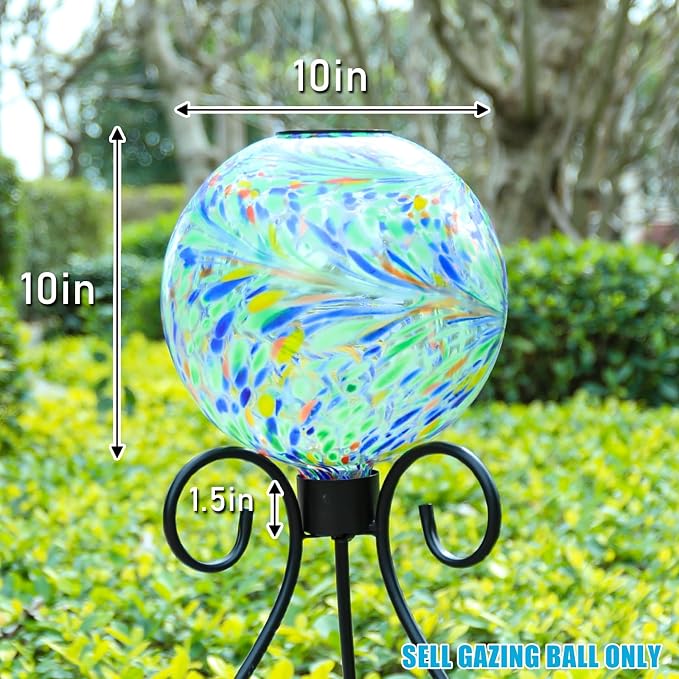 VCUTEKA Solar Gazing Ball, 10" Glass Gazing Balls Sphere with Solar Light for Garden Decor Lawn Outdoor Yard Decorative