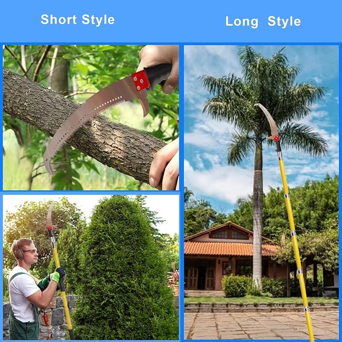 Manual Pole Saw 30 FT Extendable Tree Pruner High Branches Trimming for Pruning Palms and Shrubs with Long Handle (Green)
