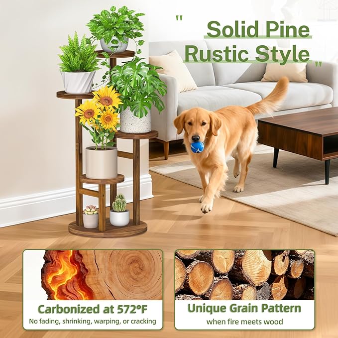 iDavosic.ly Tiered Plant Stand Indoor Outdoor Set of 2, 5 Tier Plant Stand for Tall Plants & 4 Tier Outdoor Plant Stands for Patio Rust Proof