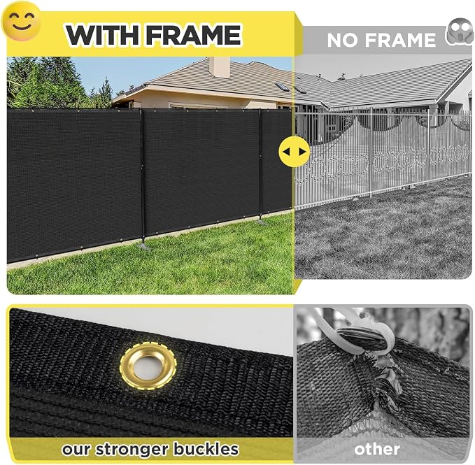 5' x 13' Black Outdoor Privacy Screen Freestanding 240 GSM Privacy Fence Panels for Outside, Pool Fences with Poles, Backyard Temporary Fencing, Privacy Wall Ground Pole Fence