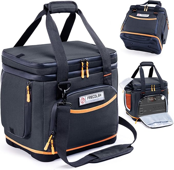 Double-Layer Travel Carrying Case for Jackery Explorer 1000 v2 – Hard Molded Bottom, Side Ventilation & Front Pockets, Portable Power Station Storage Bag for Jackery Accessories & Solar Generator