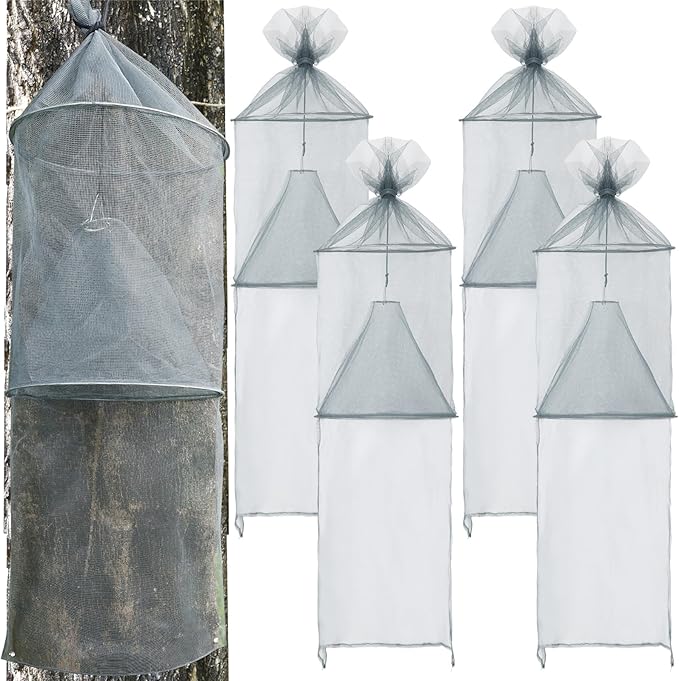 Qualirey 16 Pack Spotted Lanternfly Traps Lantern Fly Killer Mesh Tree Trap with Jute Rope and Nails Effective Way to Catch Lantern Flies and Nymphs (Grey)