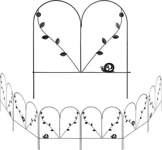 24in x 12ft Decorative Garden Fence 6 Piece Metal Garden Border Dogs Barrier Animal Fencing Rustproof Edging Flower Bed Landscape Iron Wire Outdoor Patio